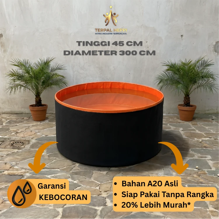 KOLAM TERPAL BULAT TANPA RANGKA T45 D300 - MERK HEPPI - Terpal Heppi