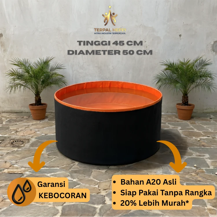 KOLAM TERPAL BULAT TANPA RANGKA T45 D50 - MERK HEPPI - Terpal Heppi