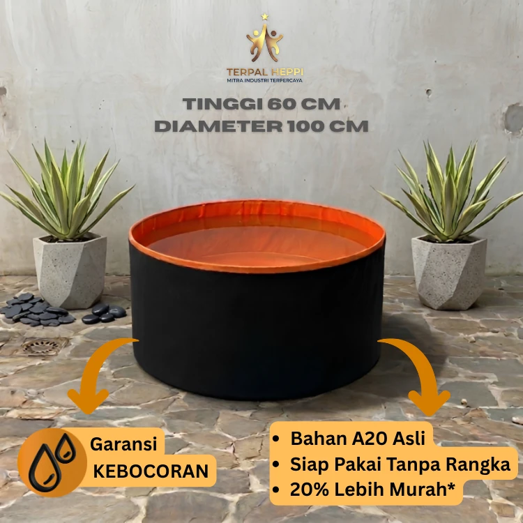 KOLAM TERPAL BULAT TANPA RANGKA T60 D100 - MERK HEPPI - Terpal Heppi